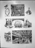 Antique Old Print Kings College London Natural History Museum Gas Organ 1890