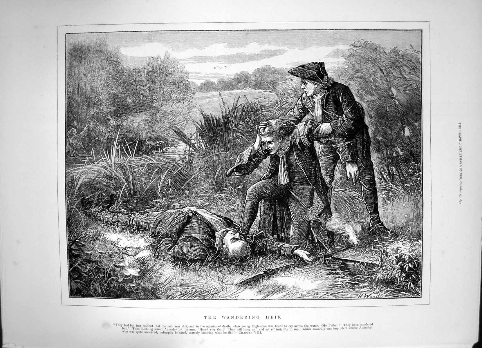Antique Print Wandering Heir Eaglestones Father Shot Redding Annesley 1872 19th