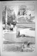Antique Old Print 1892 Woodcock Hunting Birds Shooting Lough Derg Killaloe 19th