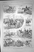 Original Old Antique Print 1893 Fox Hunting Horses Hounds Dogs Huntsmen 19th