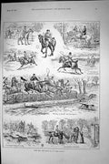 Original Old Antique Print 1892 Farmer Fox Hunting Sport Horses Hounds Huntsmen