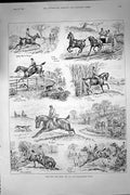 Antique Old Print 1892 Hard-Riding Swell Hunting Horses Huntsmen Sport Hounds
