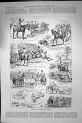Original Old Antique Print Huntsman Sport Fox Hunting Horses 1892 Victorian