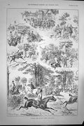 Old Antique Print Opening Meet Queen'S Buckhounds Fox Hunting Sport 1892 19th
