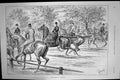 Old Antique Print 1891 Scene Before Noon Row Horses Huntsmen Ladies Sport 19th