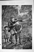 Original Old Antique Print 1887 Young Boy First Shot Shooting Hunting Sport
