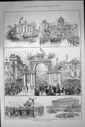 Old Print 1886 Queen England Visit Liverpool Newsham House George'S Hall 19th
