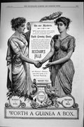 Old Antique Print Beechams Pills Ladies Shaking Hands Advertisement 1889 19th