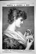 Old Antique Print Beechams Pills Young Woman Pill Box Advertisement 1887 19th