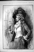 Antique Old Print 1892 Beautiful Woman Hunting Dress Looking Out The Window