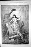 Original Old Antique Print 1892 Spirit The Deep Beautiful Young Woman Edwards