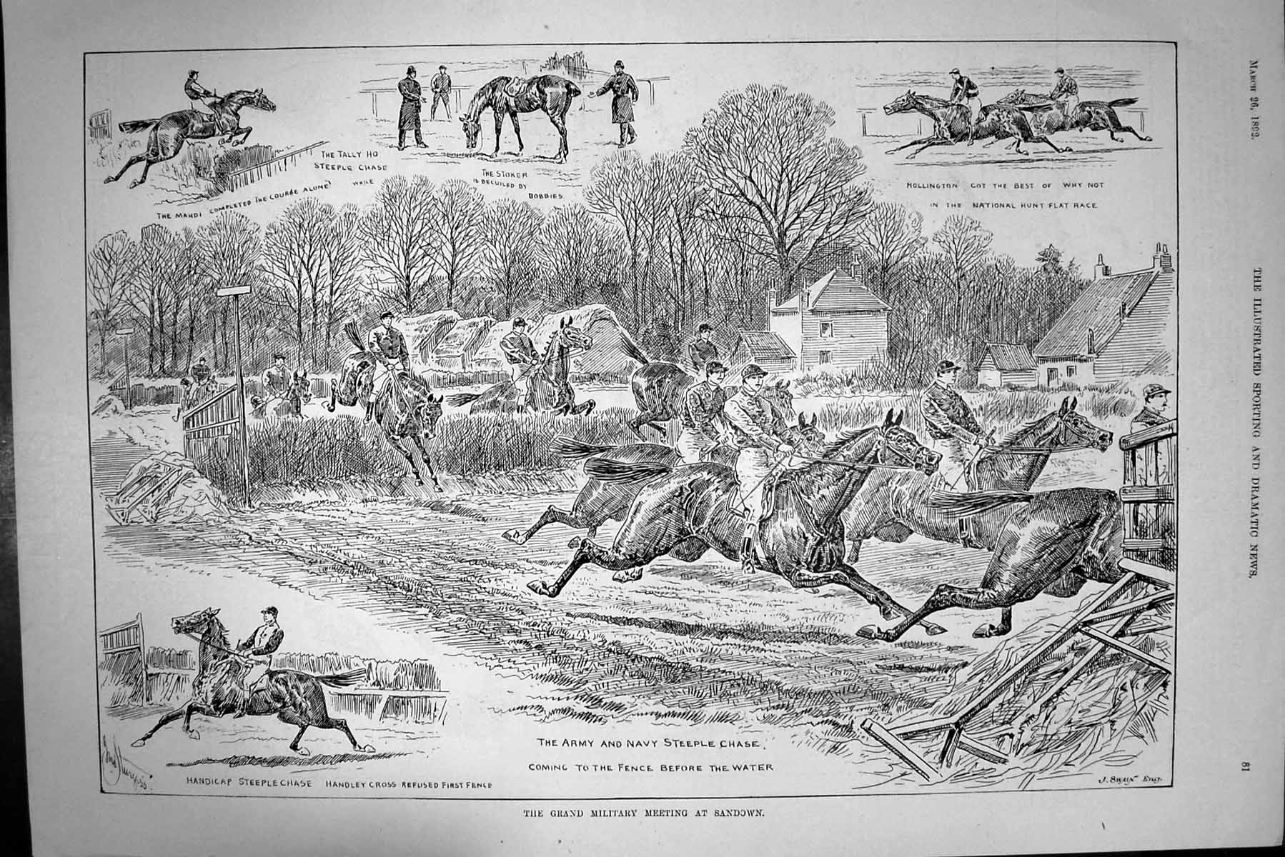 Old Grand Military Meeting Sandown Army Navy Handley Hollington 1892 Victorian