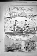 Old Antique Print 1892 Excelsior Corinthian Yacht Club Brighton Regatta 19th