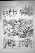 Original Old Antique Print Fox Cub Hunting Sport Hounds Horses Huntsmen 1895