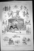 Old Antique Print German Gymnastic Society Wrestling Boxing Weights 1891 19th