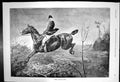 Original Old Antique Print There Goes Whip Rider Horse Jumping Fence 1892 19th