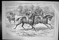 Original Old Antique Print Going To Post Four Horses Riders Race Track 1893