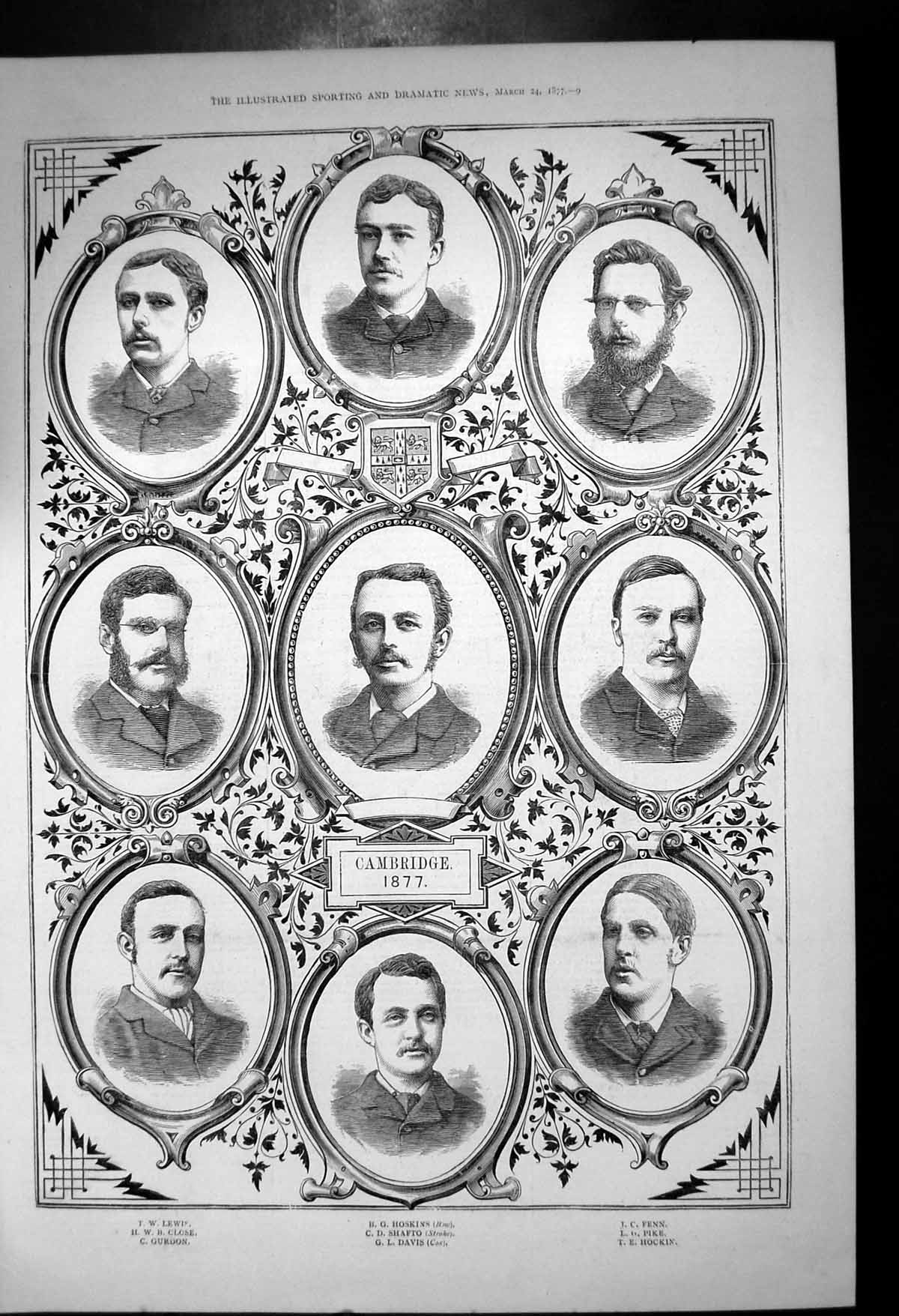 Antique Old Print Cambridge 1877 Bg Hoskins Cd Shafto Gl Davis Jc Fenn 1877