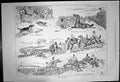 Original Old Antique Print After Frost Hounds Snow Drifts Horses Riders 1891