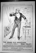 Original Old Antique Print Beechams Pills Grand Magicians Irish Policy 1886