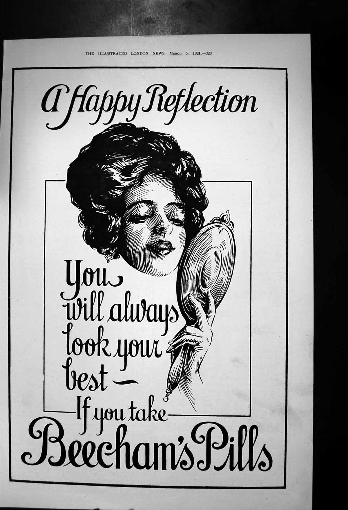 Antique Old Print Beechams Pills Always Look Your Best If You Take Them 1921