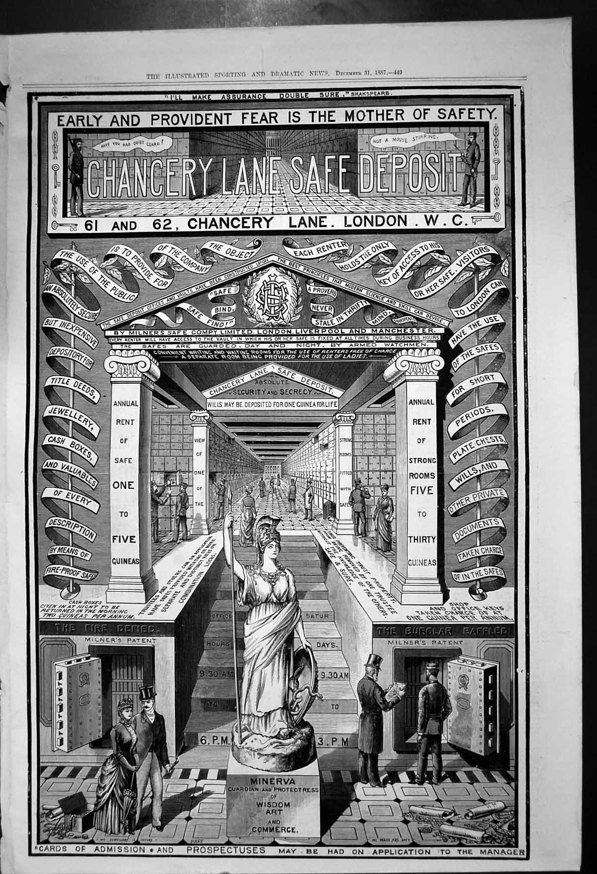 Antique Print Chancery Lane Safe Deposit Safe Deposits Wills Documents 1887