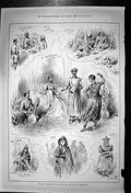 Antique Print Native Costumes Colonial Indian Exhibition Indian Malta 1886 19th