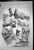 Antique Old Print India Port Said Bullock Cart Bombay Ismailia St Lucia 1890