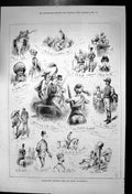 Antique Old Print Characters Indian Race Course Favourite Winning Post 1878