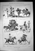 Antique Old Print Holiday Time Lahore Lt Governor Family Party Bicycle 1882