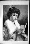 Old Antique Print List Slain Davidson Knowles Girl Reading Programme 1889 19th