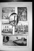Antique Old Print Haunts Charles Dickens Cobham Wood Medway Gods Hill 1880 19th