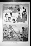 Antique Old Print Day Volendam Holland Exchange Mart Harbour Edam Boat 1903
