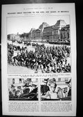 Antique Old Print 1922 Belgium Welcome King George Albert Queen Mary Brussels