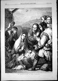 Old 1856 Adoration Painted Ribera Spagnoletto Mary Joseph Baby Jesus Victorian