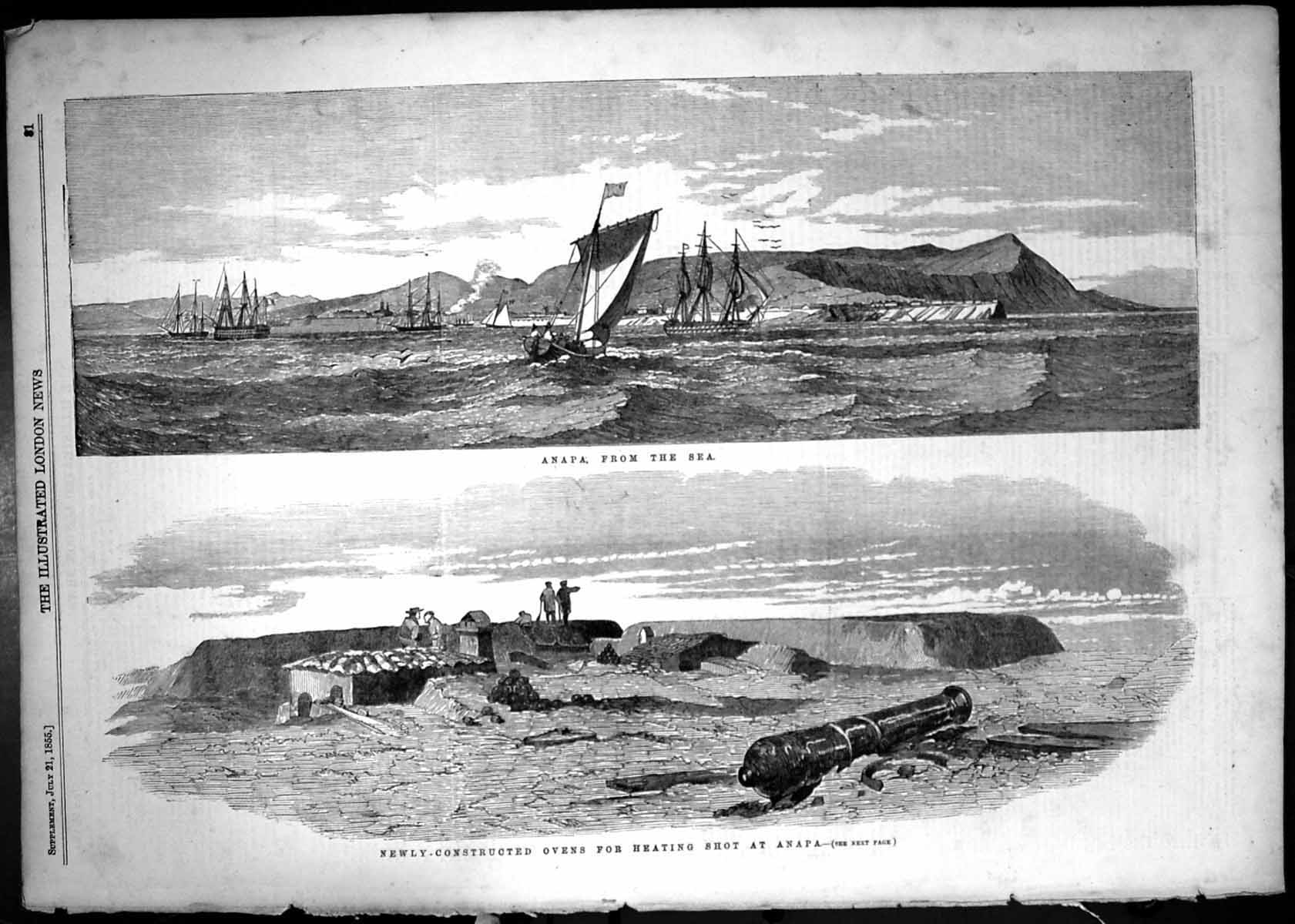 Antique Print View Anapa Newly Constructed Ovens Heating Shot Weapons 1855 19th