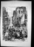 Antique Print 1879 Constantinople Street Scene Christians Returning Church 19th