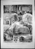 Antique Print Longleat Marquis Bath Prince Wales Waterfall Garden View 1881