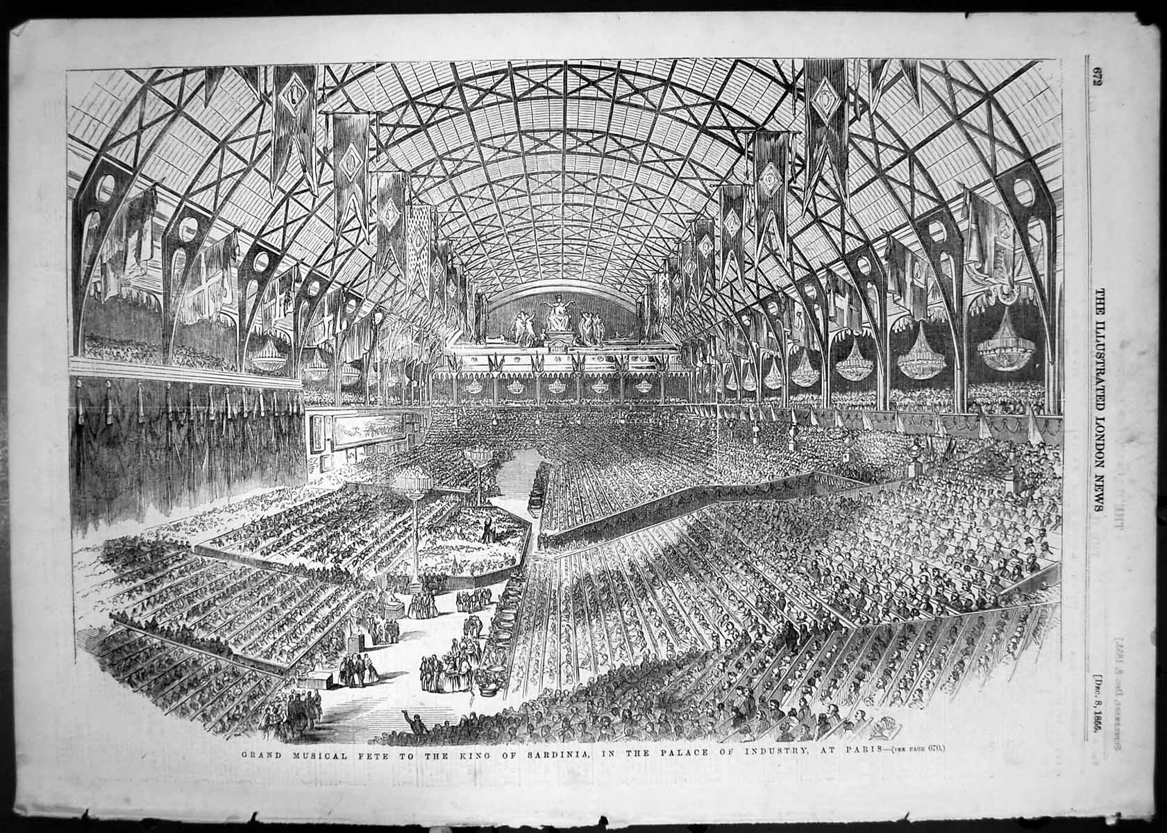 Old Grand Musical Fete King Sardinia Palace Industry Paris France 1855 19th