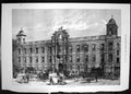 Original Old Antique Print Northumberland House Strand Front Architecture 1874