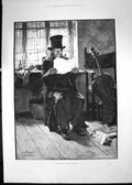 Original Old Antique Print Score Man Reading Letter Carl Rickelt 1886 Victorian