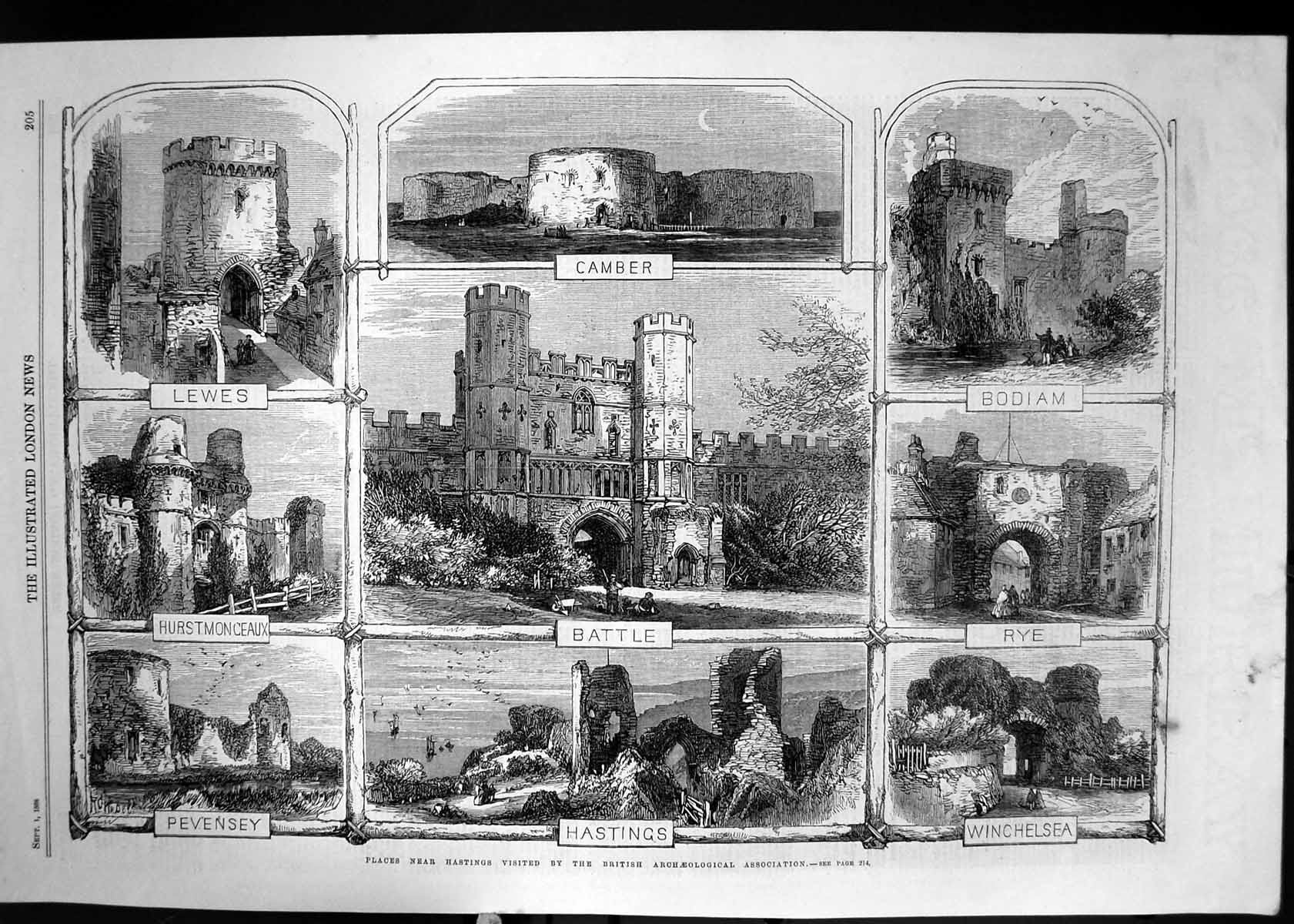 Old Hastings Battle Camber Bodiam Rye Winchelsea Lewes Pevensey 1866 Victorian