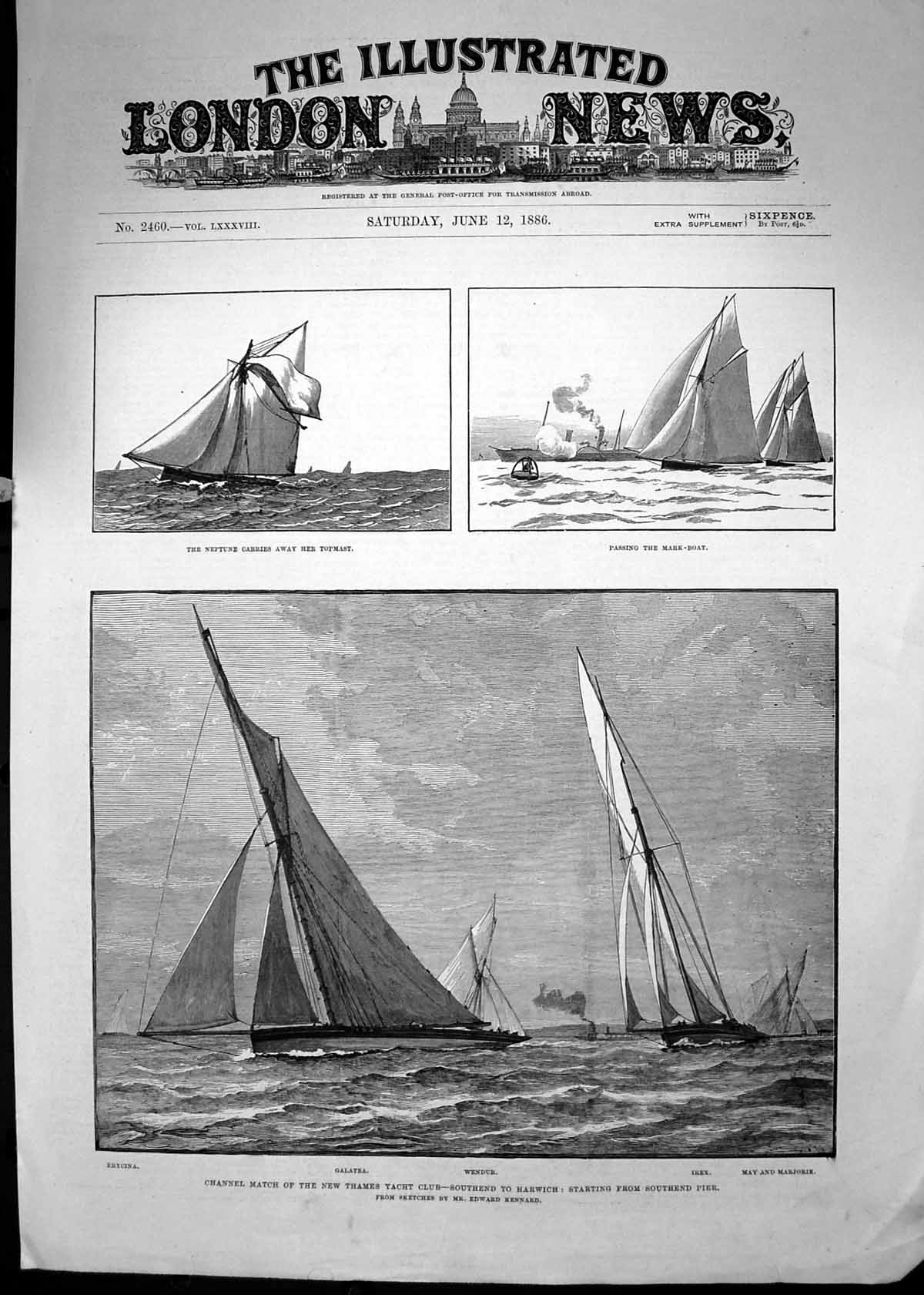Old 1886 Neptune Galatea Wendur Irex May Marjorie Yacht Club Harwich Victorian