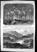 Print Prince Wales Dunrobin Castle Golspie Oykel Viaduct Sutherland Railway 1866