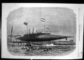 Original Old Antique Print Launch Steam Yacht Ship Ross Winans Millwall 1866