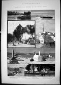 Antique Print Egypt Karmous Mahmondieh Canal Alexandria Mosque Pompey 1882 19th