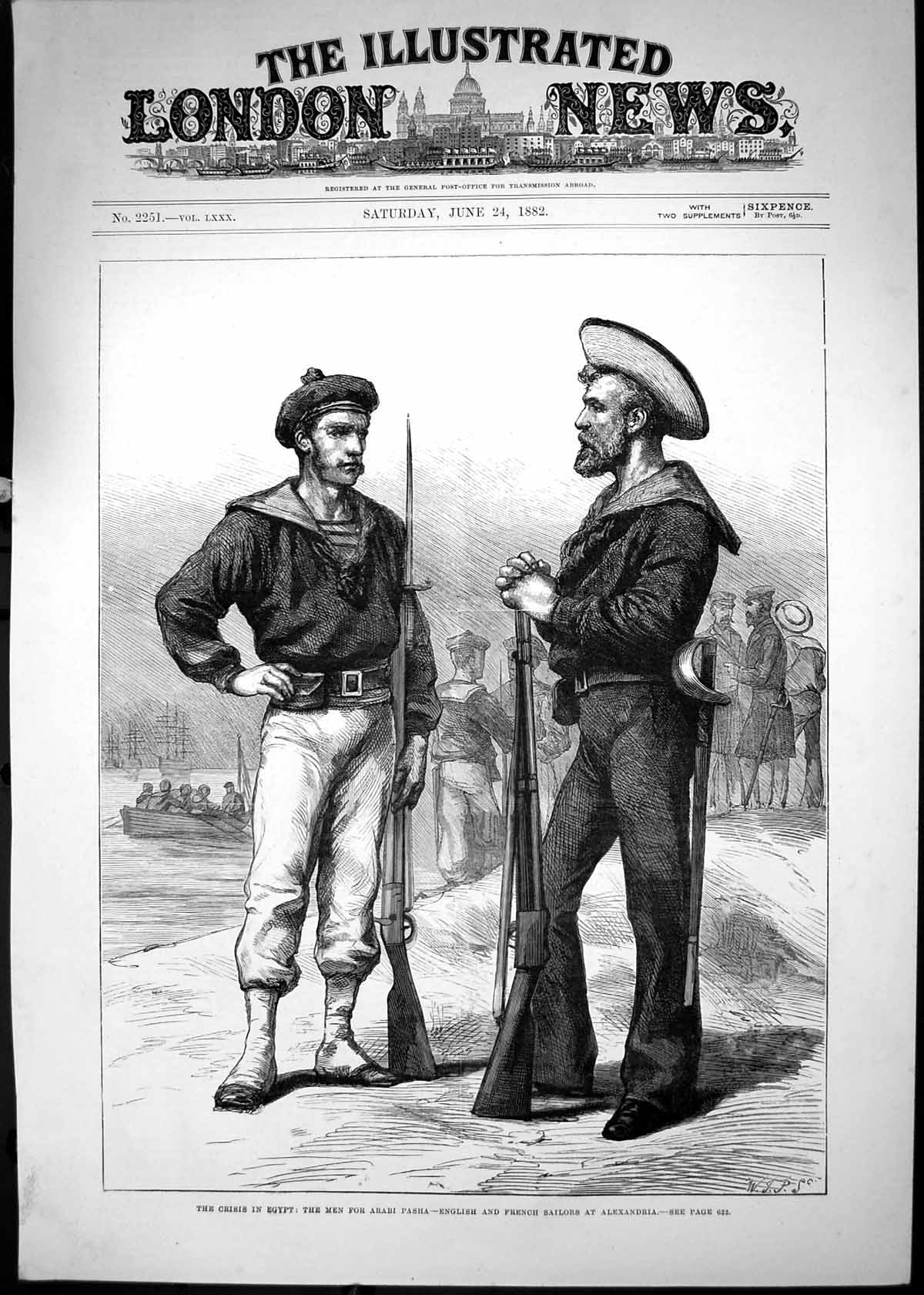 Old 1882 Egypt War Men Arabi Pasha English French Sailors Alexandria Victorian