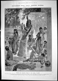 Original Old Antique Print 1906 Women Children Bathing Tanks Jaipur India 20th