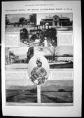 Antique Old Print 1906 Quetta Prince Wales Horse Racecourse English Church 20th