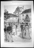 Old Antique Print 1899 Captain Dreyfus Court Trail Rennes Courtyard Lycee 19th